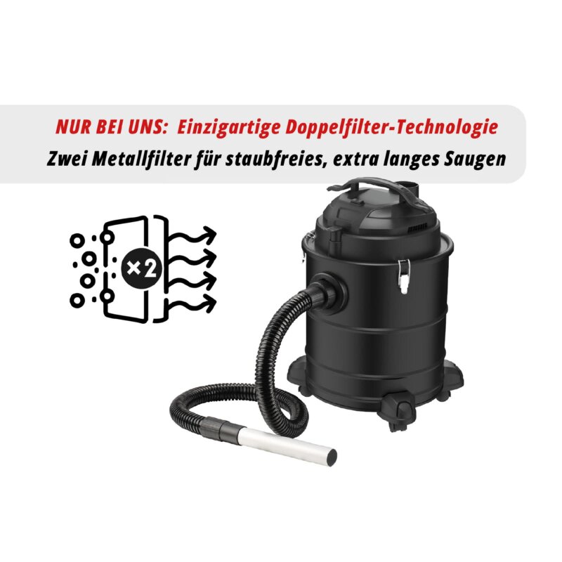 Valo Aschesauger Premium 1.800W, 20Liter, mit Abklopfmechanik, Schwarz