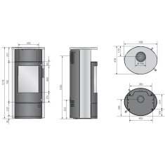 Kaminofen Oranier Polar Neo 6 - 6,5 kW - Stahl Schwarz - Verkleidung Keramik Seidenweiß Lines - AUSSTELLUNGSSTÜCK