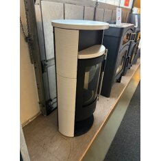 Kaminofen Oranier Polar Neo 6 - 6,5 kW - Stahl Schwarz - Verkleidung Keramik Seidenweiß Lines - AUSSTELLUNGSSTÜCK