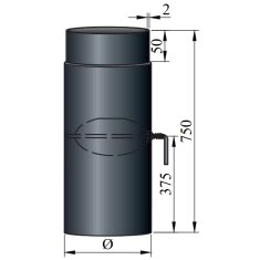 Rauchrohr Ø180 x 750 x 2 mm mit Drosselklappe,...