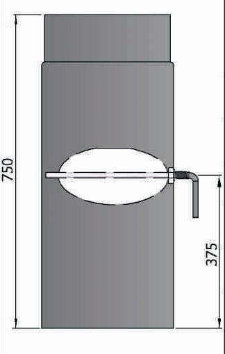 Rauchrohr Ø180 x 750 x 2 mm mit Drosselklappe, Farbe schwarz