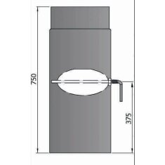 Rauchrohr Ø200 x 750 x 2 mm mit Drosselklappe, Farbe schwarz