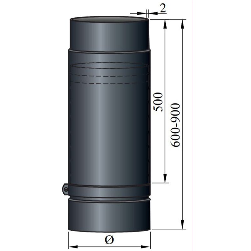 Teleskoprohr Ø130 x 500 x 2 mm, Farbe schwarz