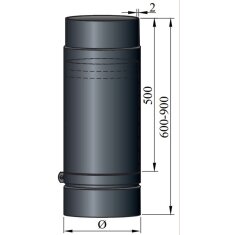 Teleskoprohr Ø150 x 500 x 2 mm, Farbe schwarz