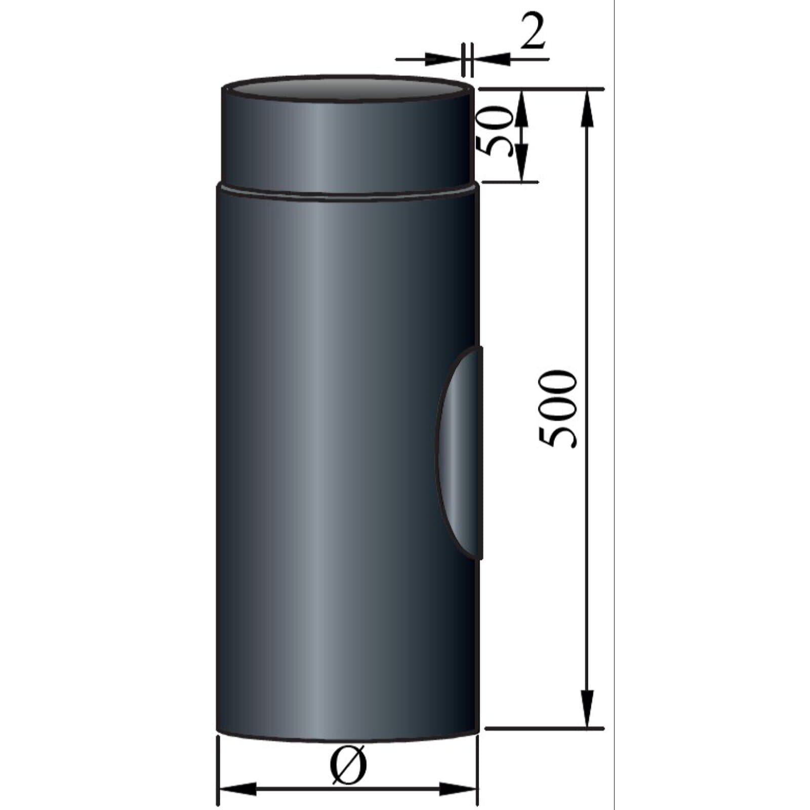 Rauchrohr mit Reinigungsöffnung Ø160 x 500 x 2 mm, Farbe schwarz
