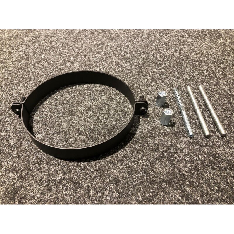 Rohrschelle schwarz lackiert Ø 180 mit Gewindestange