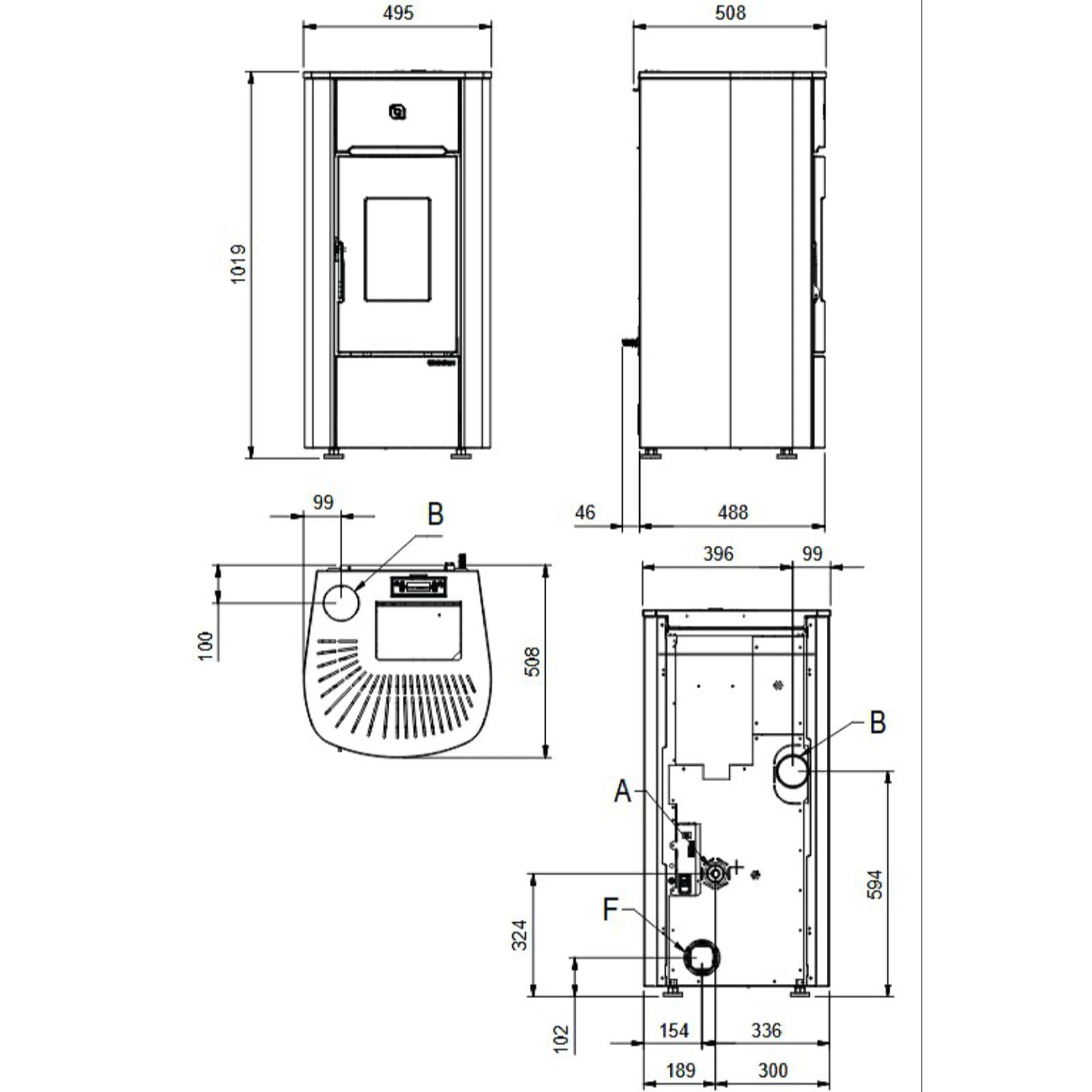 Pelletofen La Nordica Extraflame Mariella Plus (kanalisierbar) - 7,5 kW