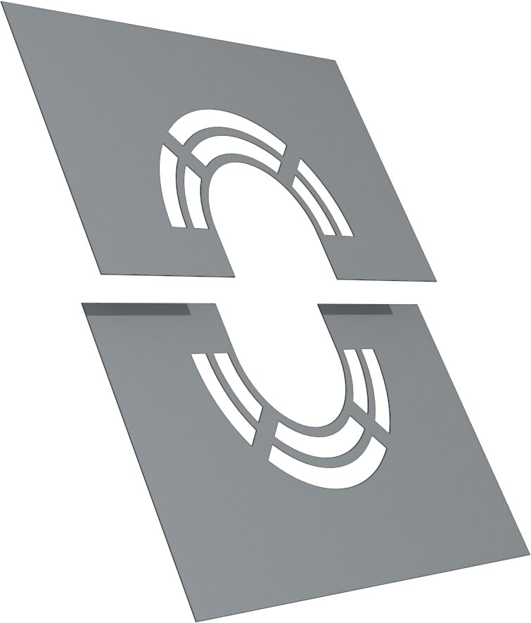 Deckenblende für Hinterlüftung, zweiteilig variabel 0°-30° - Ø 180 mm