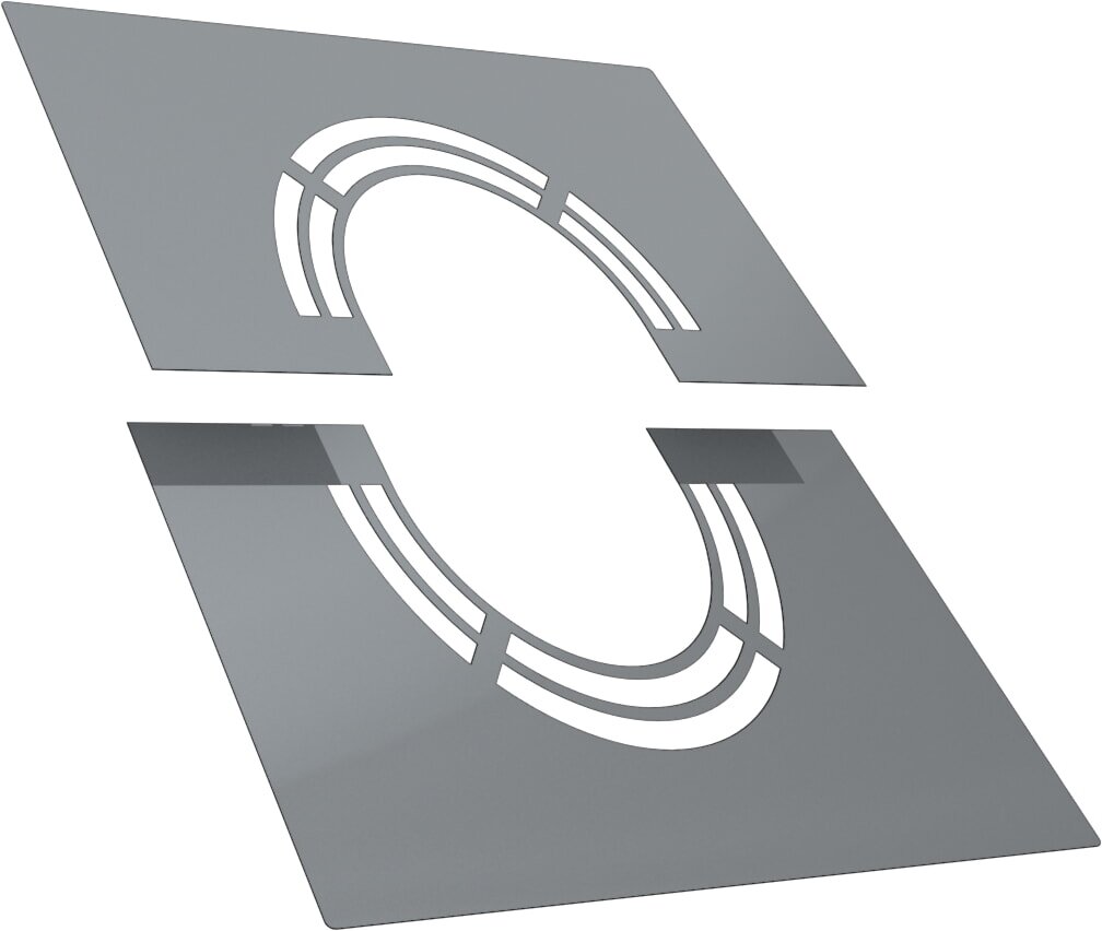 Deckenblende für Hinterlüftung, zweiteilig variabel 31°-45° - Ø 180 mm