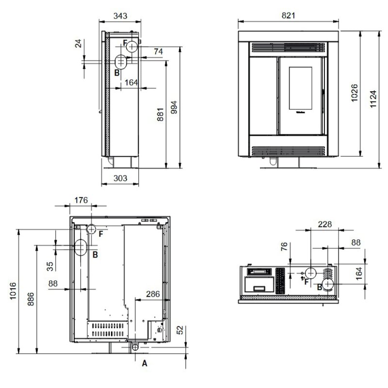 Pelletofen La Nordica Extraflame Souvenir Plus Petra 5.0 (kanalisierbar) - 10 kW