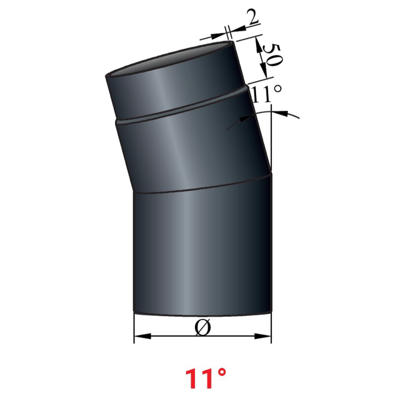 Rauchrohrbogen 11° Ø200 x 2 mm ohne Reinigungsöffnung, Farbe schwarz