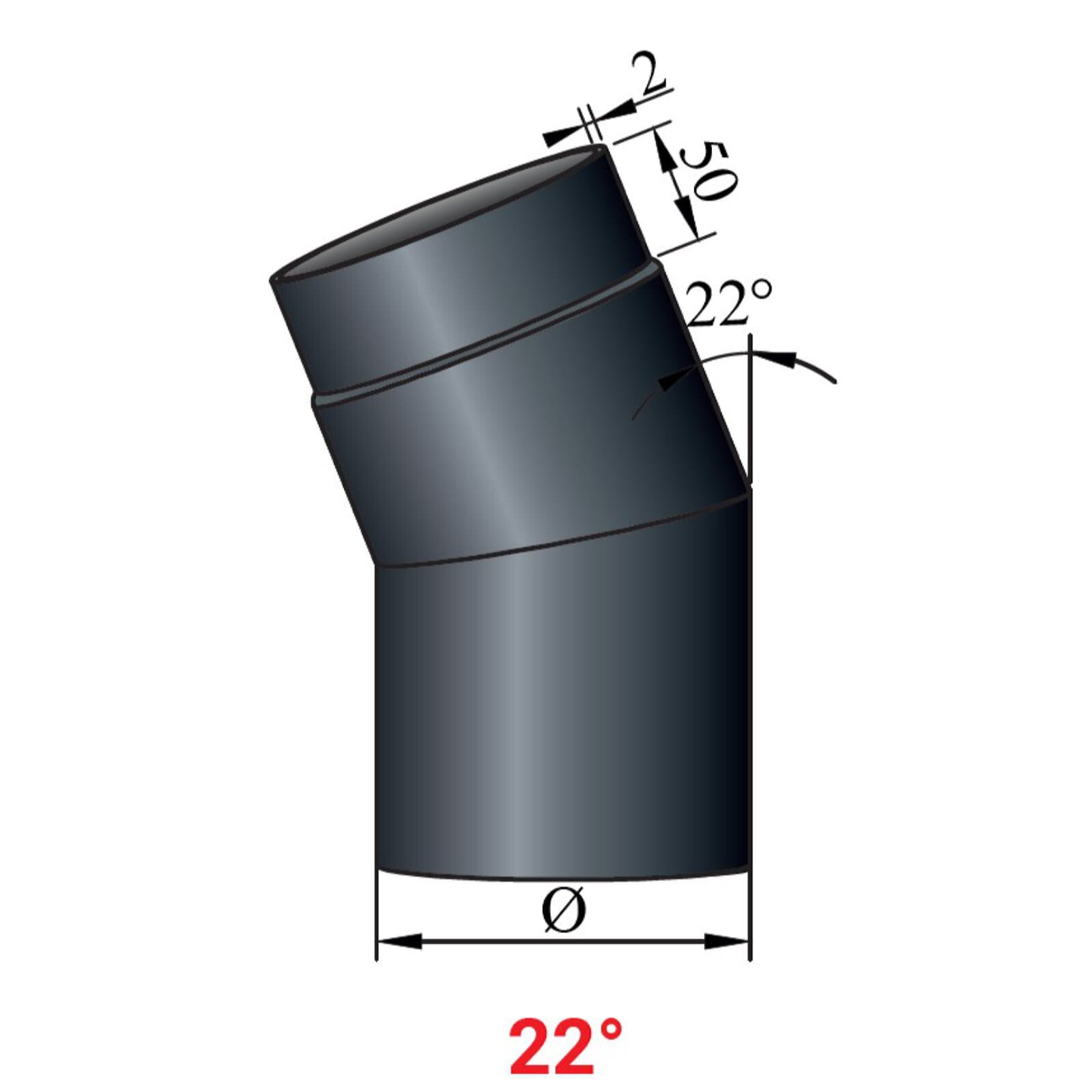 Rauchrohrbogen 22° Ø150 x 2 mm ohne Reinigungsöffnung, Farbe schwarz