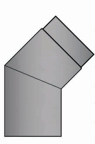 Rauchrohrbogen 45° Ø180 x 2 mm ohne Reinigungsöffnung, Farbe schwarz