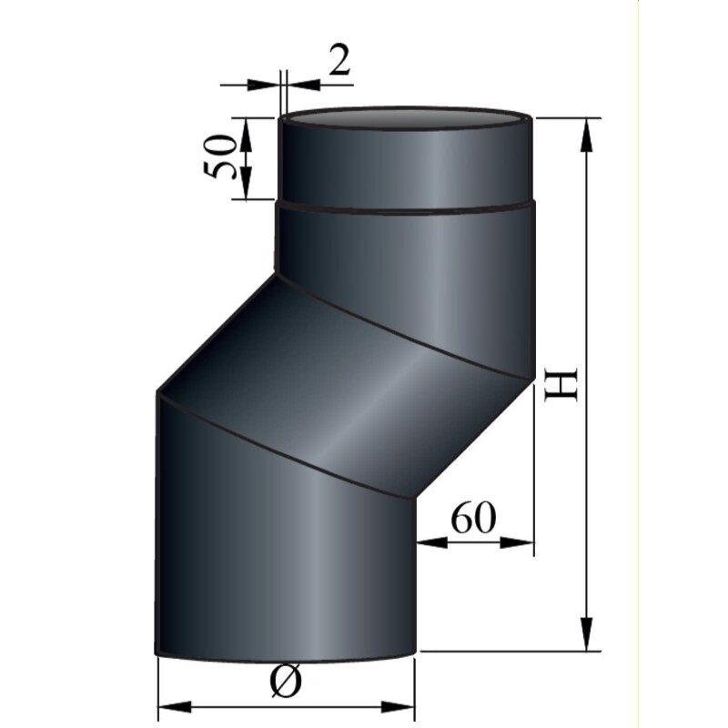 S-Bogen 60 mm Versatz Ø120 x 2 mm, Farbe schwarz