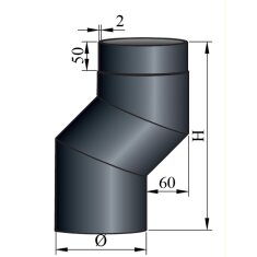 S-Bogen 60 mm Versatz Ø120 x 2 mm, Farbe schwarz