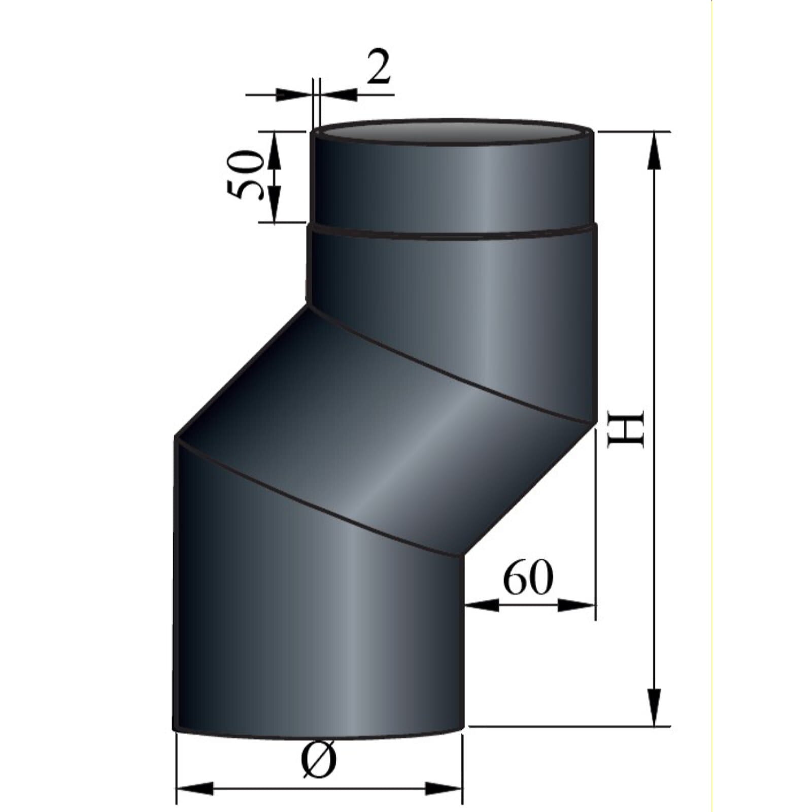 S-Bogen 60 mm Versatz Ø120 x 2 mm, Farbe schwarz