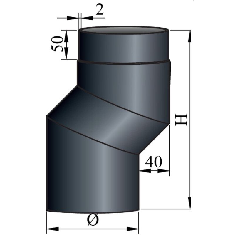 S-Bogen 40 mm Versatz Ø120 x 2 mm, Farbe schwarz
