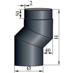 S-Bogen 40 mm Versatz Ø130 x 2 mm, Farbe schwarz