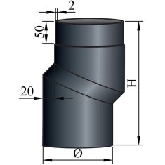 S-Bogen 20 mm Versatz Ø120 x 2 mm, Farbe schwarz