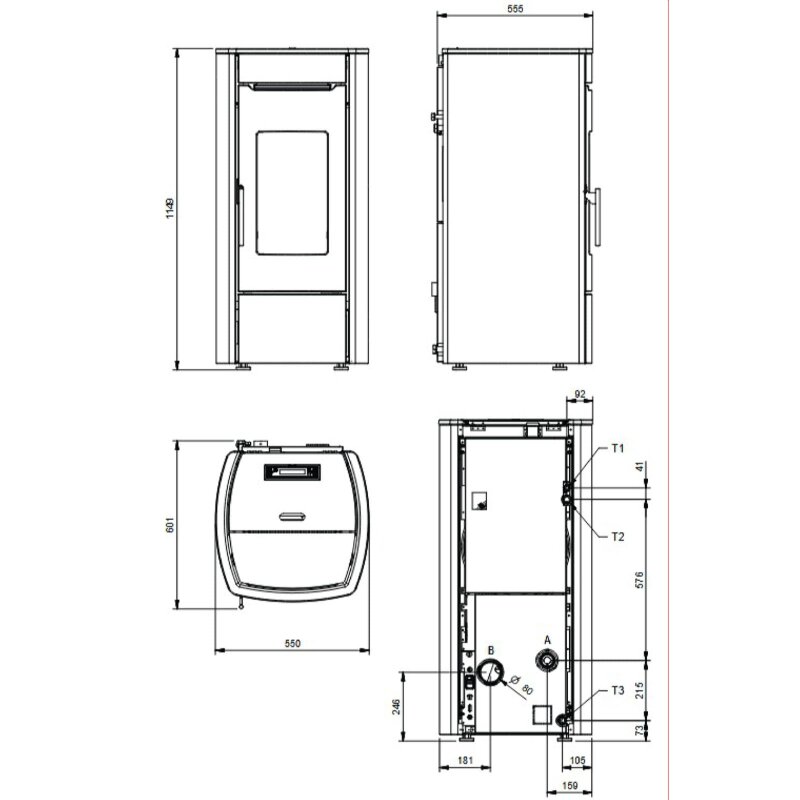 Pelletofen wasserführend La Nordica Extraflame Marina Idro H13 - 17,5 kW