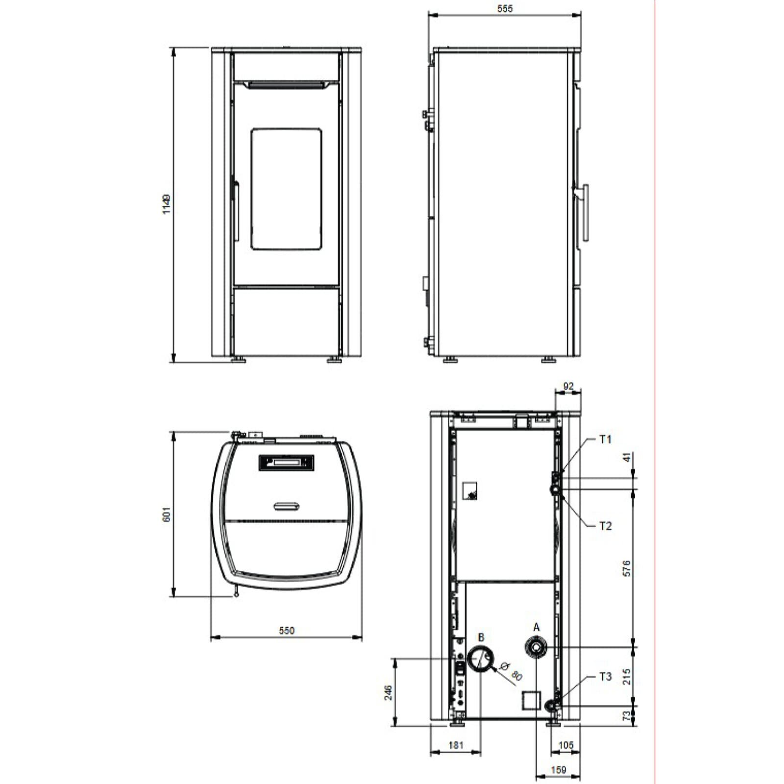 Pelletofen wasserführend La Nordica Extraflame Marina Idro H13 - 17,5 kW
