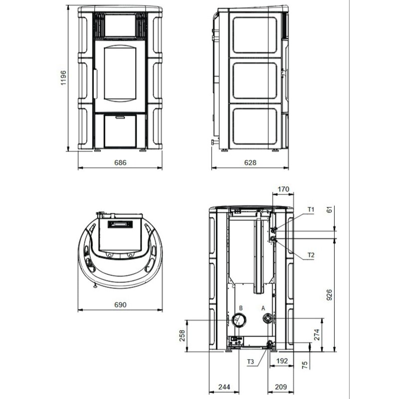 Pelletofen wasserführend La Nordica Extraflame Iside Idro 5.0 - 19 kW