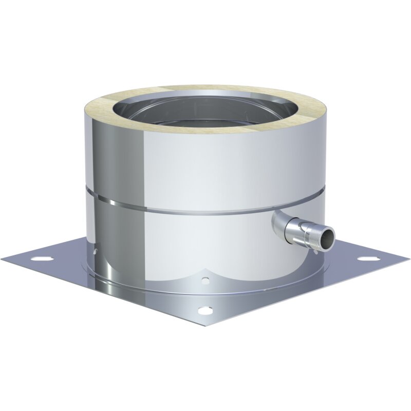 Grundplatte mit Kondensatablauf seitlich und 1/2" Nippel - Ø 200 mm