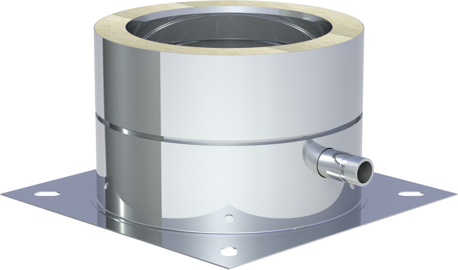 Grundplatte mit Kondensatablauf seitlich und 1/2" Nippel - Ø 200 mm