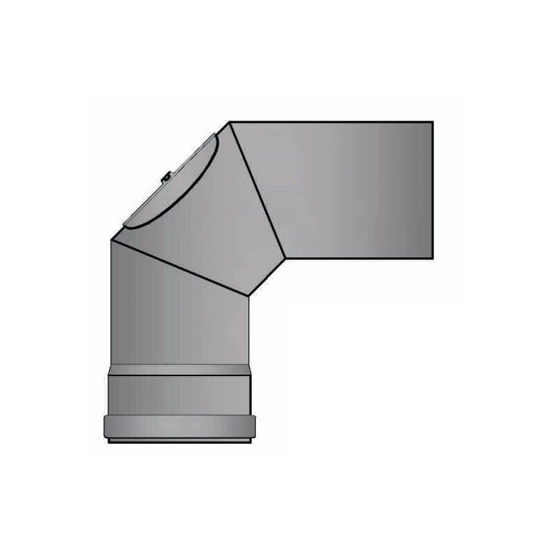 Pelletrauchrohrbogen 3-teilig 90° Ø 80 x 1,2 mm mit Reinigungsöffnung