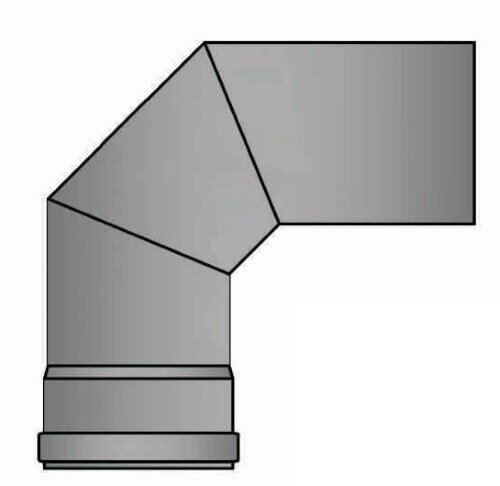Pelletrauchrohrbogen 3-teilig 90° Ø 80 x 1,2 mm ohne Reinigungsöffnung
