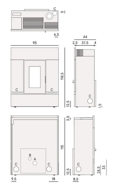Pelletofen Cadel Mithos Plus 12 Ps - 12 kW