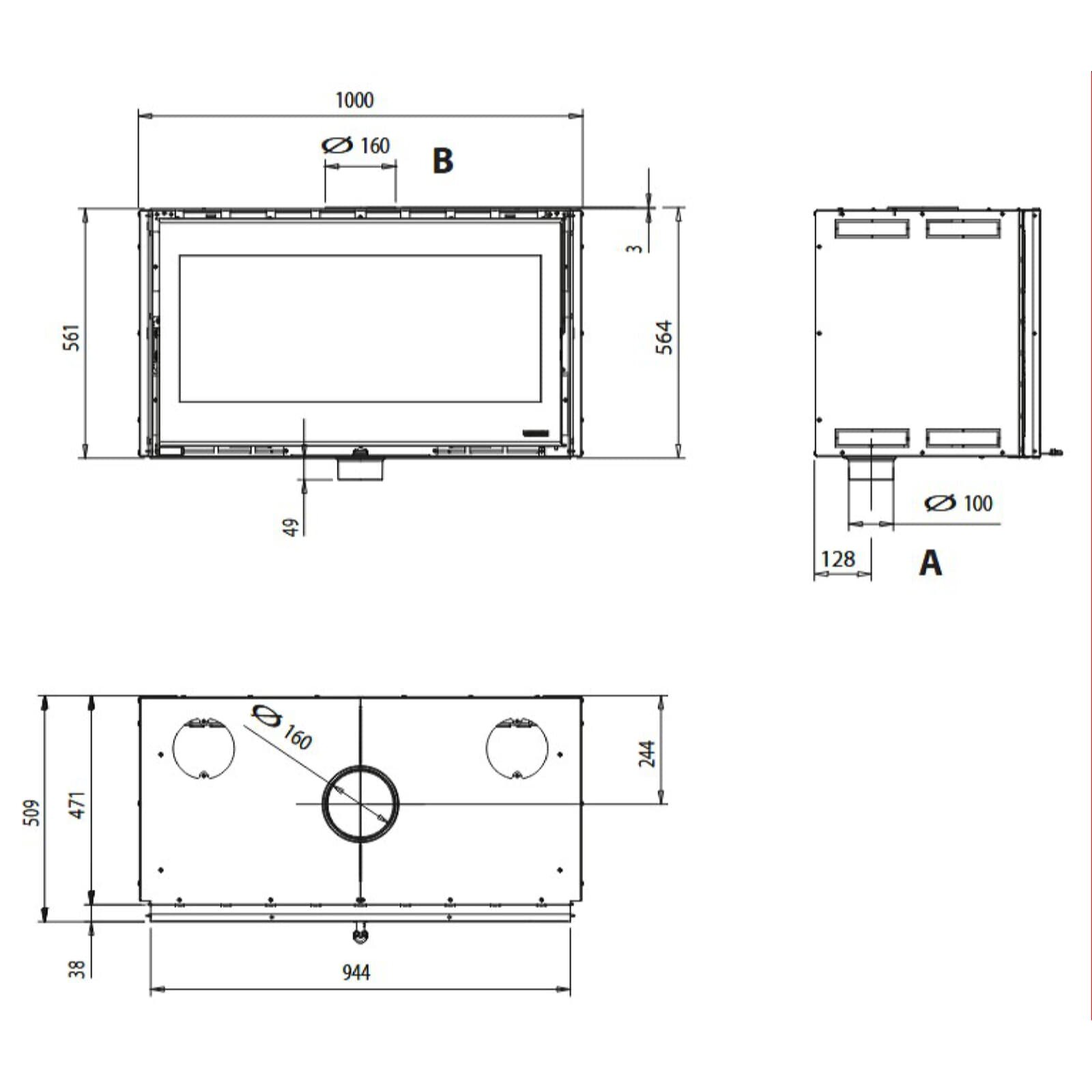 Kamineinsatz La Nordica Inserto 100 Wide 16 - 8,1 kW