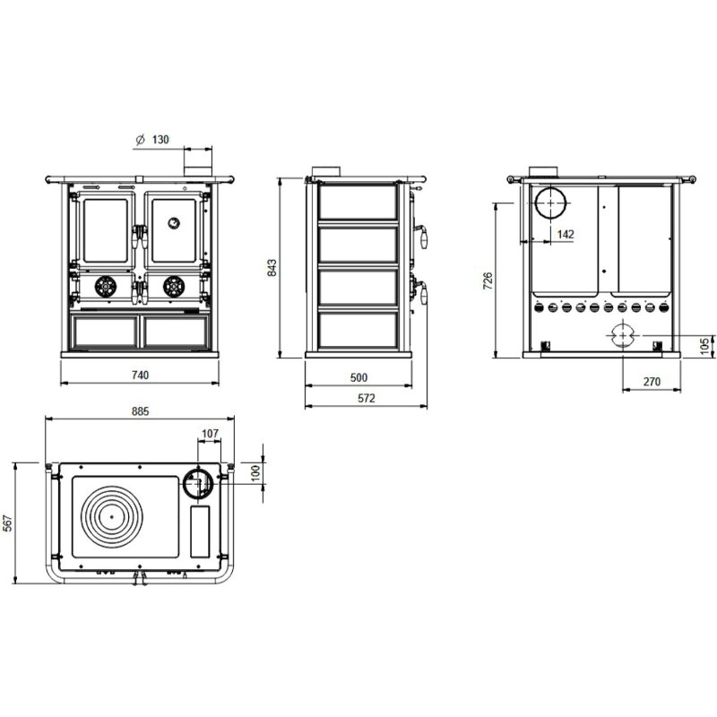 Küchenherd La Nordica Rosetta 16 Petra - 7,9 kW - Naturstein