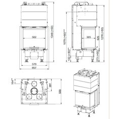 Kamineinsatz Guss Jotul I 320 FRL - 5,7 kW - schwarz lackiert (BP) - Glas vorne, rechts und links