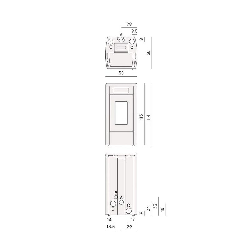 Pelletofen Cadel Atena Plus 12 - 12 kW - Metall Anthrazit
