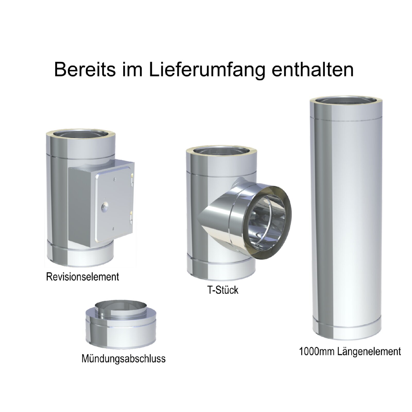 BASIS Edelstahlschornstein doppelwandig Ø 200 mm - Jeremias DW-ECO 2.0