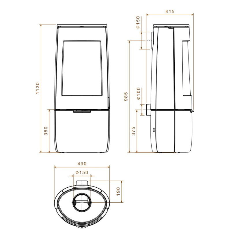 Kaminofen Dovre Bold 400 - 7 kW - Schwarz lackiert - Bauart 1 - AUSSTELLUNGSSTÜCK