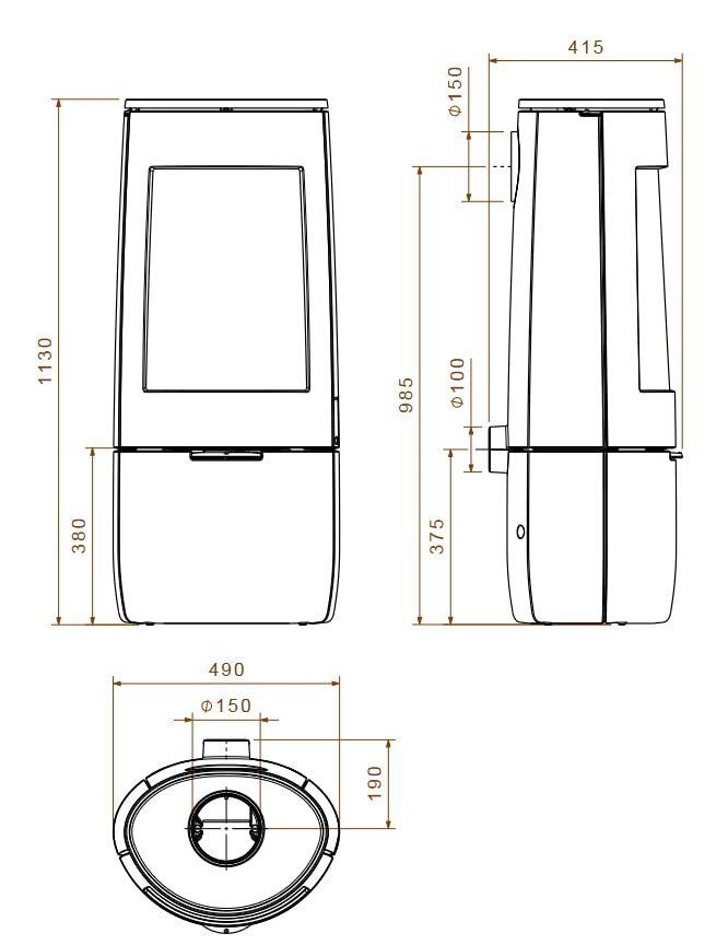 Kaminofen Dovre Bold 400 - 7 kW - Schwarz lackiert - Bauart 1 - AUSSTELLUNGSSTÜCK