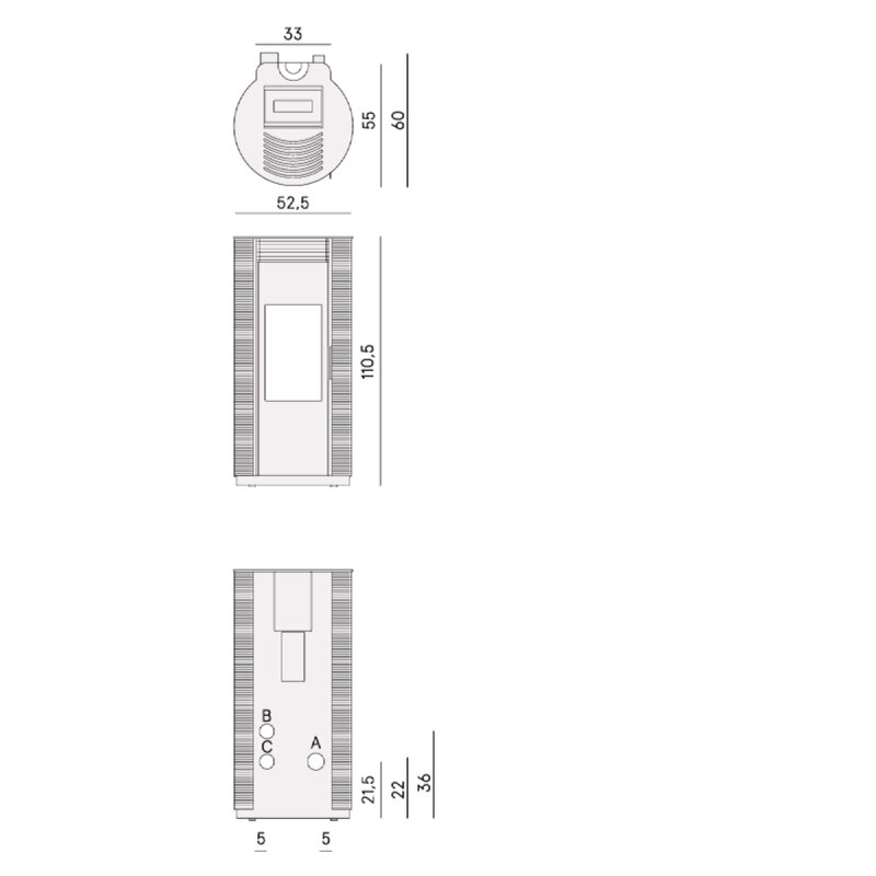 Pelletofen Cadel Spin Plus 9 Airtech Up-Twin - 8,5 kW