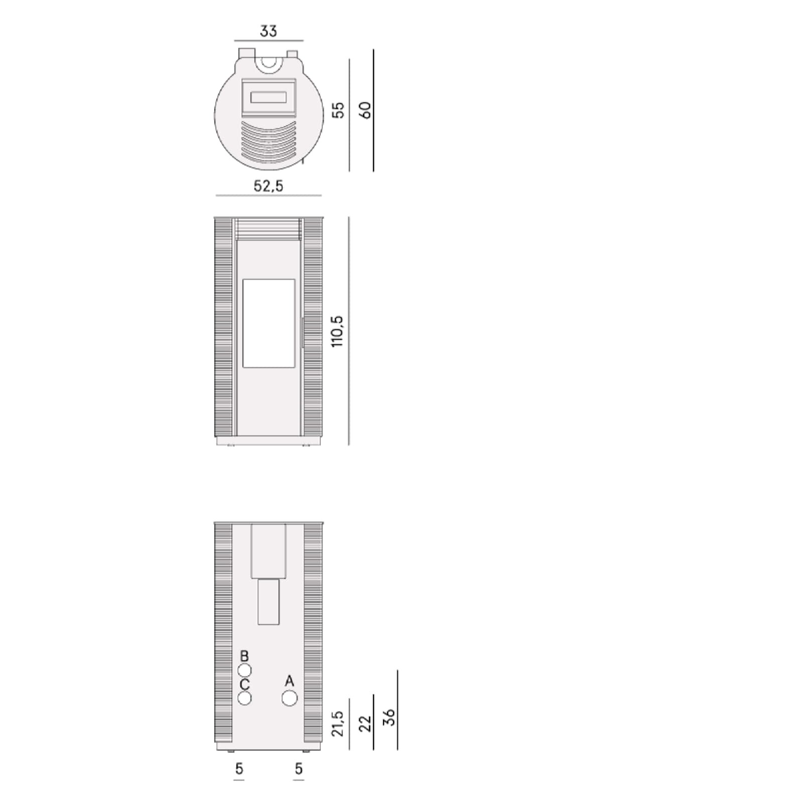 Pelletofen Cadel Spin Plus 9 Airtech Up-Twin - 8,5 kW