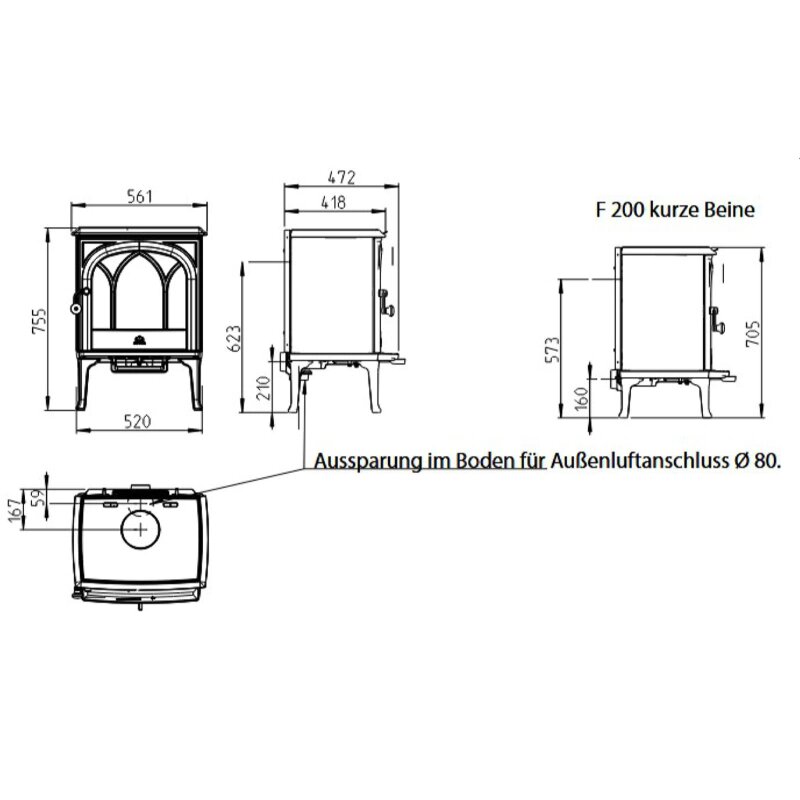 Kaminofen Gussofen Jotul F 200 V2 - 5 kW - Schwarz (BP)