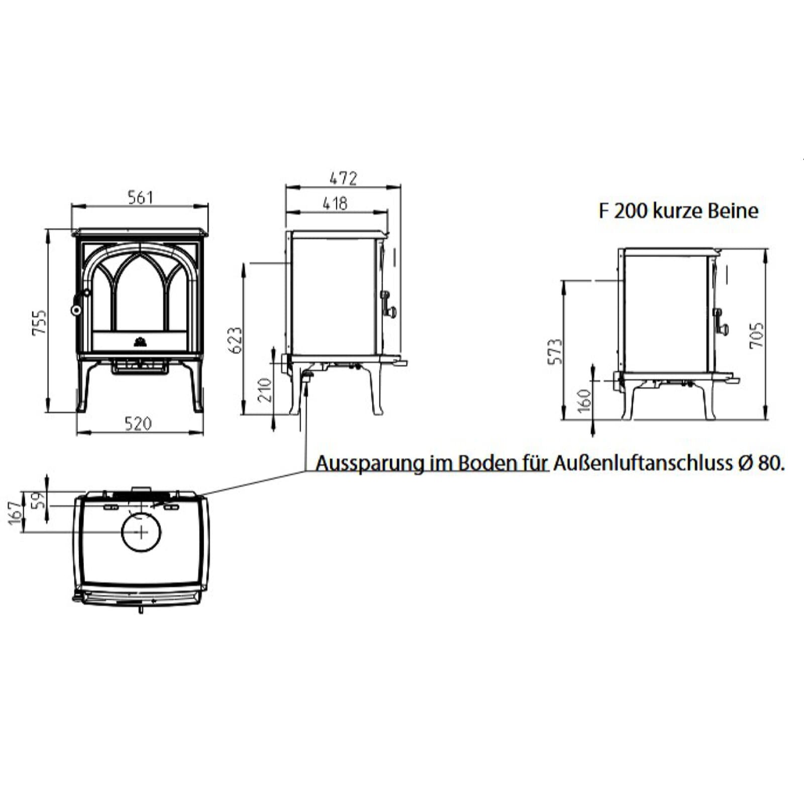 Kaminofen Gussofen Jotul F 200 V2 - 5 kW - Schwarz (BP)