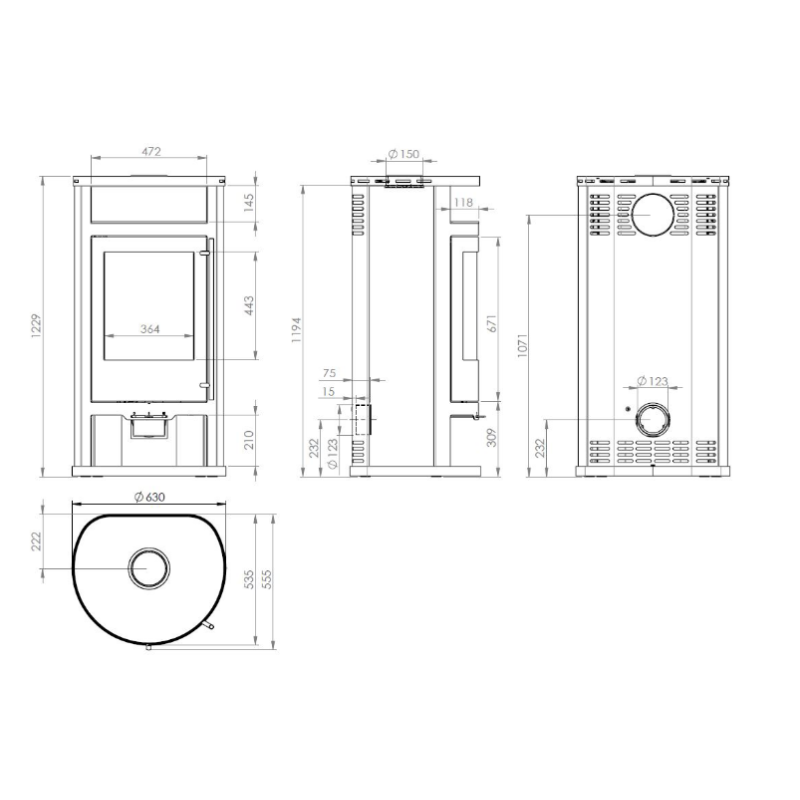 Kaminofen Olsberg Salado Compact - 6 kW - Keramik schneeweiß