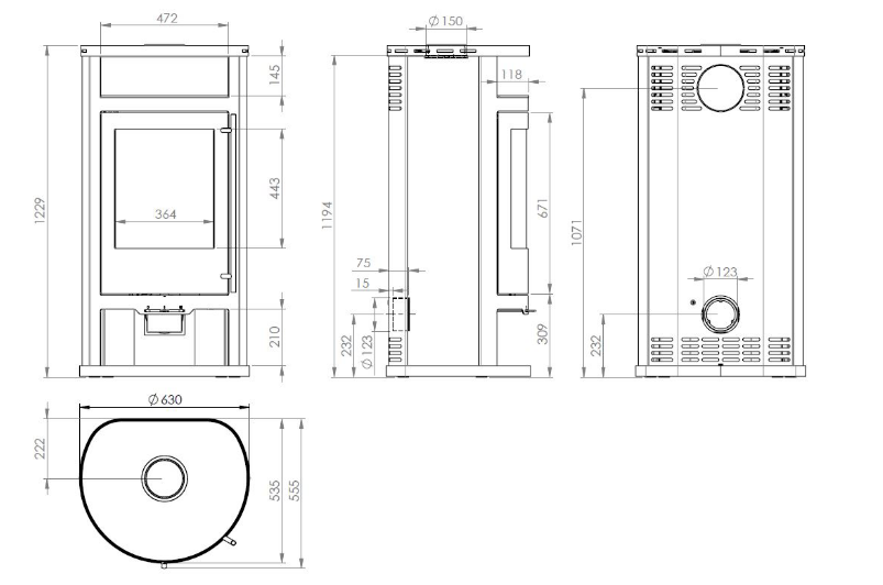 Kaminofen Olsberg Salado Compact - 6 kW - Keramik schneeweiß