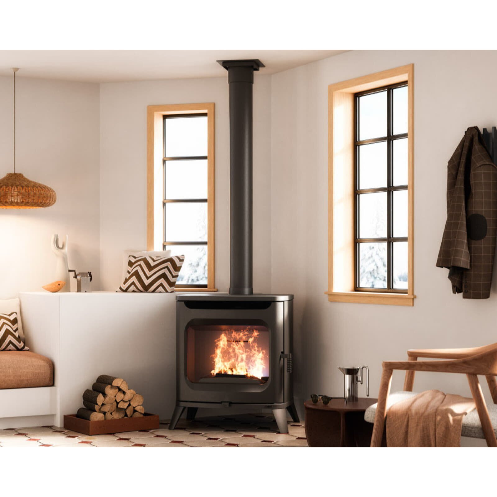 Kaminofen Cadel Hublot 7 Wood Air - 7 kW - Metall Schwarz