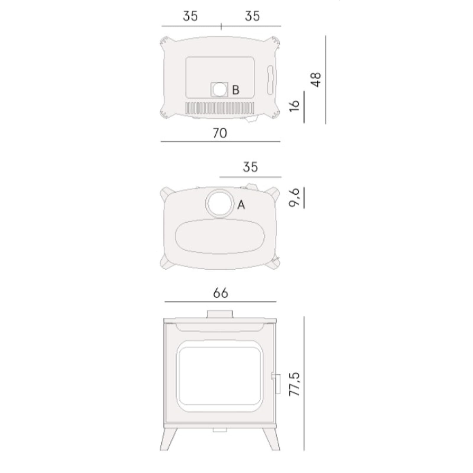 Kaminofen Cadel Hublot 7 Wood Air - 7 kW - Metall Schwarz