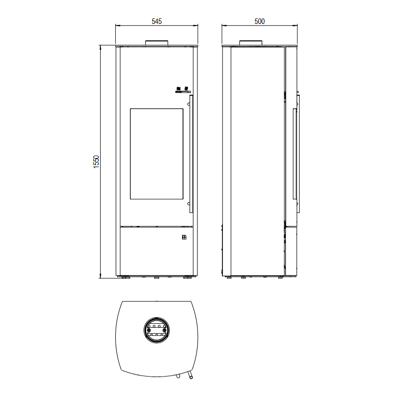 wassergeführter Kaminofen Olsberg Nevado Aqua Compact - 8 kW - Naturstein Serpentin