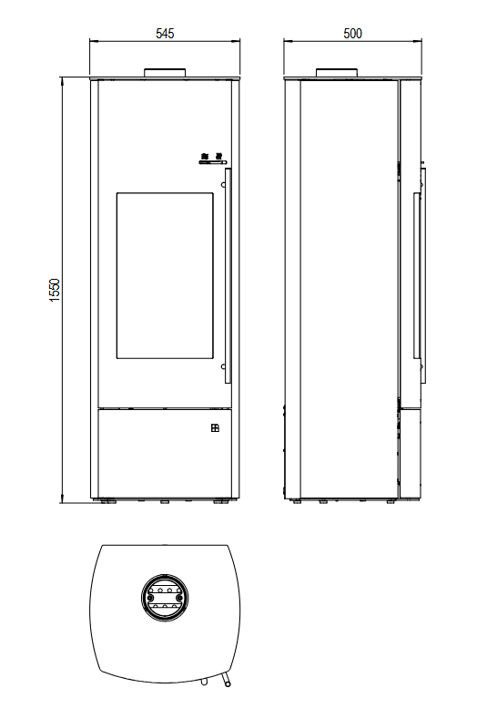 wassergeführter Kaminofen Olsberg Nevado Aqua Compact - 8 kW - Naturstein Serpentin