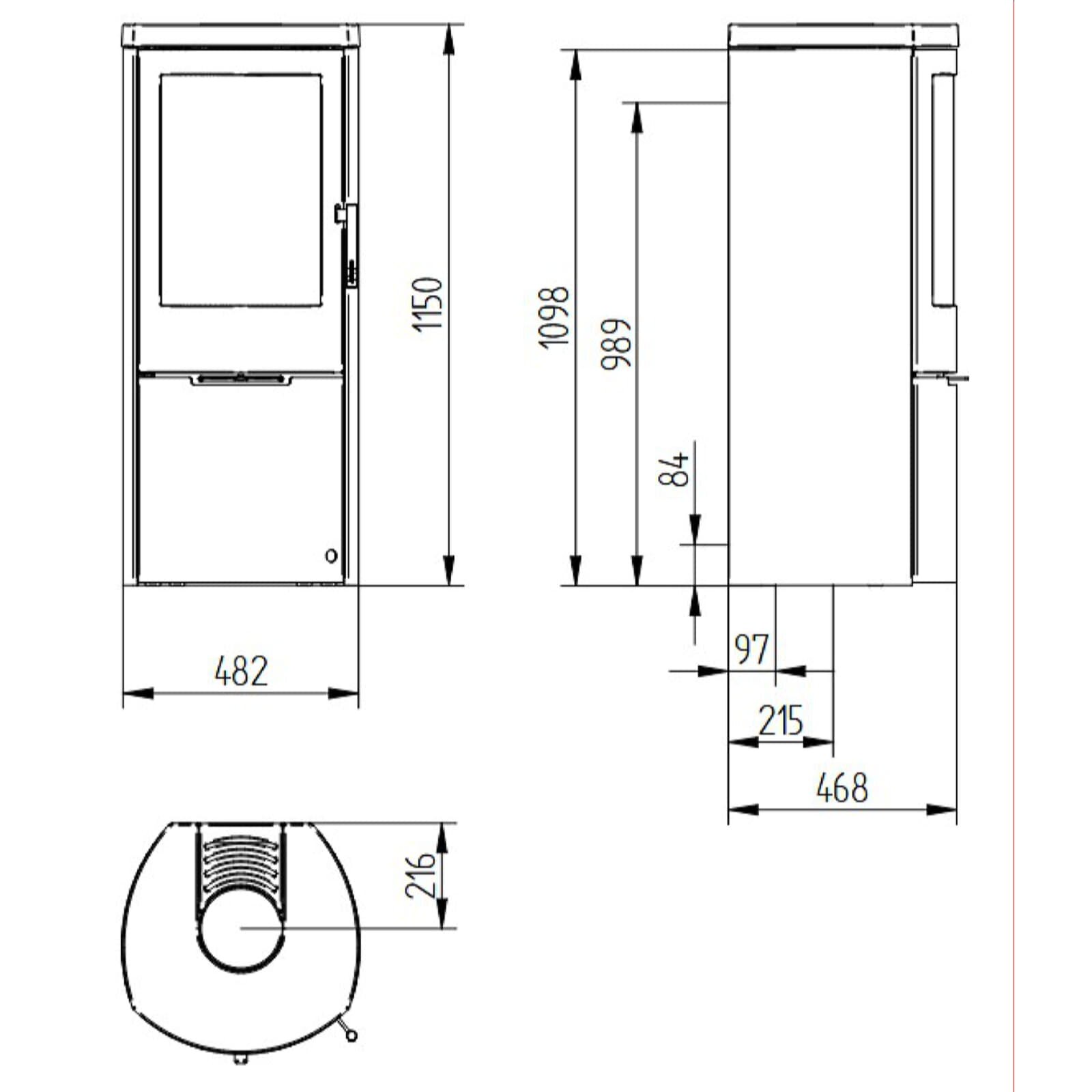 Kaminofen Jydepejsen Mido Stahl mit Gusseisentop - 6 kW