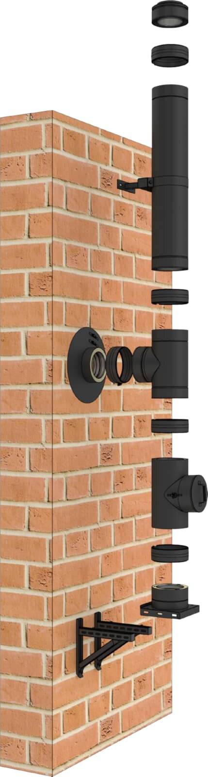 DW-BLACK - Längenelement 1000mm - Ø 130 mm